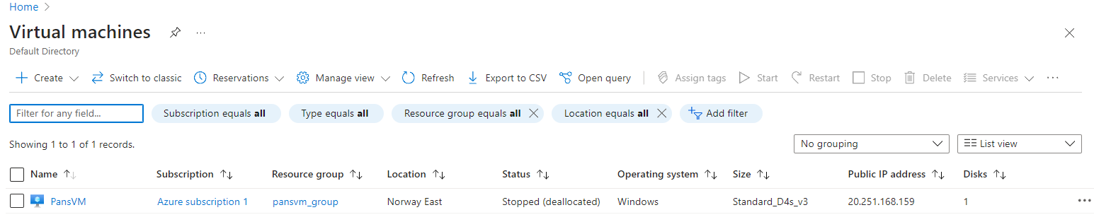 Virtual Machine Setup Screenshot